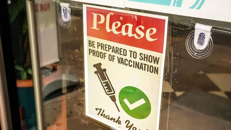COVID vaccine proof sign