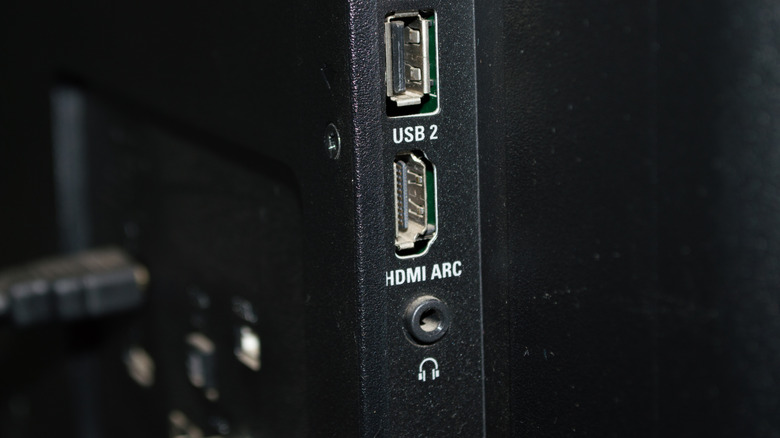 HDMI ARC port seen on the side of a TV