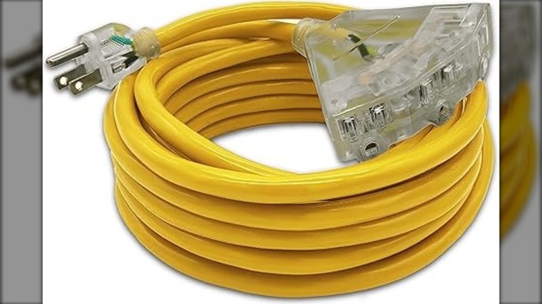 25-foot and 14 Gauge Heavy Duty Extension Cord Against White Background