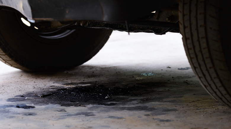 Oil leaks on concrete floor