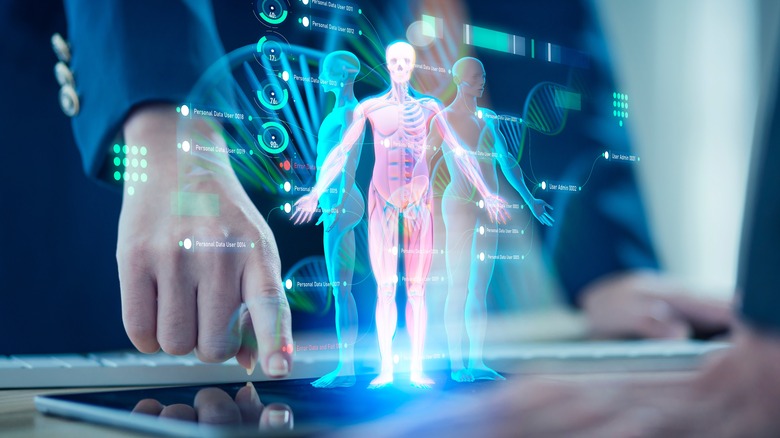 Holograma médico de 3 corpos humanos