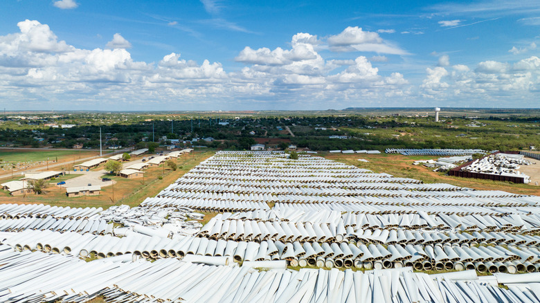 Discarded wind turbine blades in Sweetwater, Texas