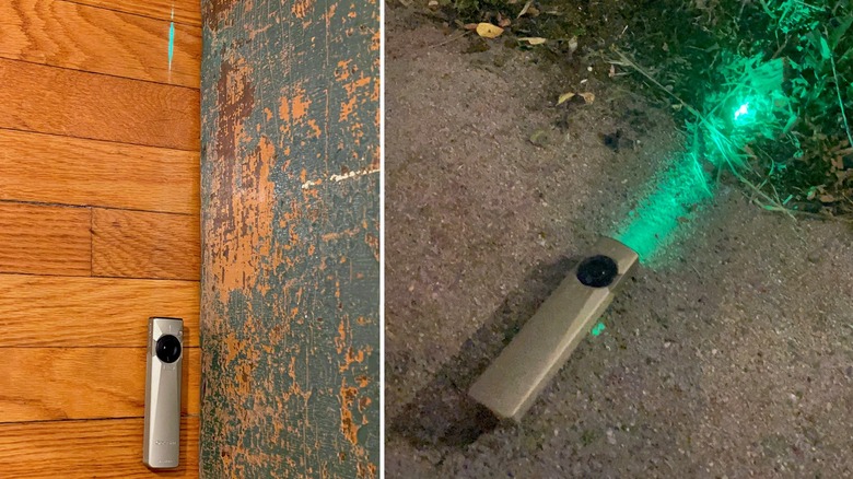 The Arkfeld Ultra in Turbo Mode laying in grass illuminating larger grass at night.