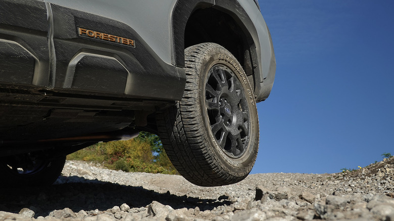 2026 Subaru Forester Wilderness lifting rear tire in the air