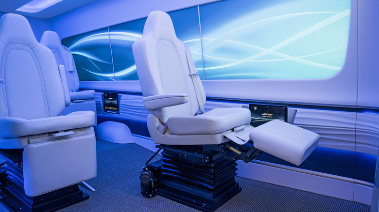 White Bose Ride II seats on display