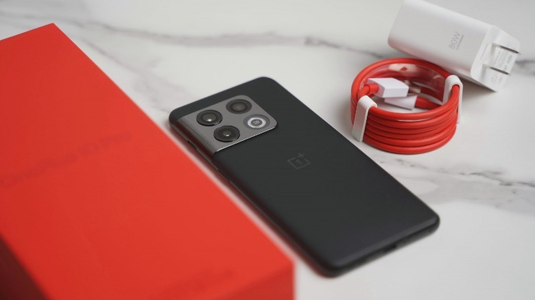 OnePlus 10 Pro with power cord and retail box