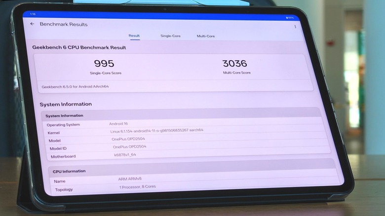 OnePlus Pad 2 Go showing benchmark scores