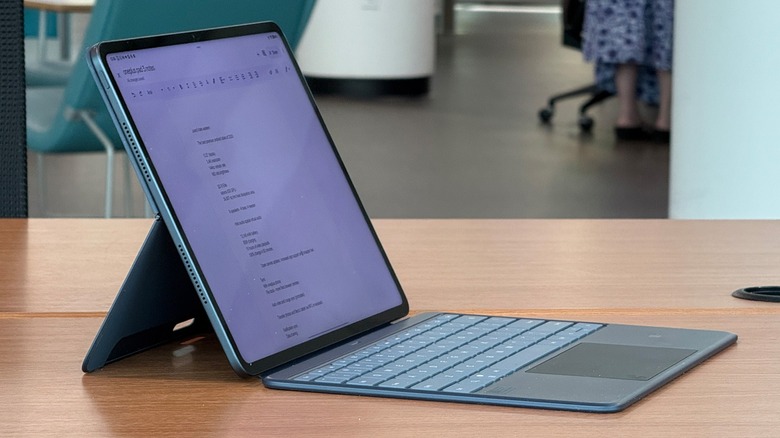 OnePlus Pad 3 with keyboard on a table