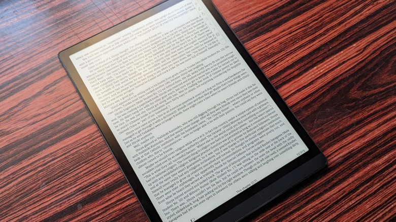 Onyx Boox Tab X with text on the screen