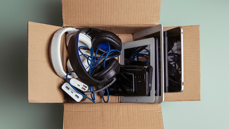 Box of used electronics