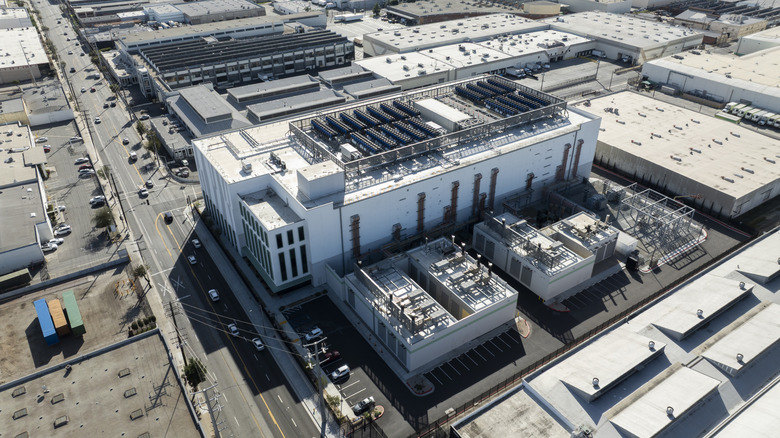 Overhead view of a massive data center in California