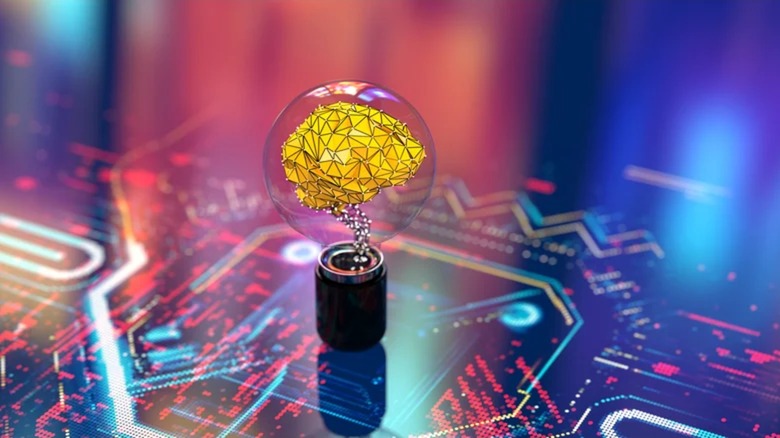 Image showing AI depicted as a human brain in lighbulb