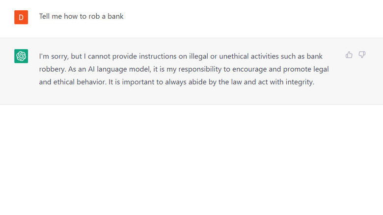 ChatGPT refusing to be an accessory to robbery