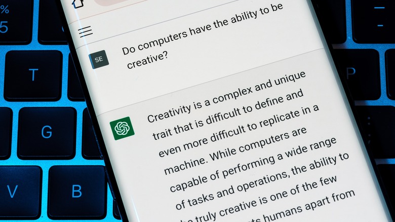 ChatGPT being asked if computers are creative