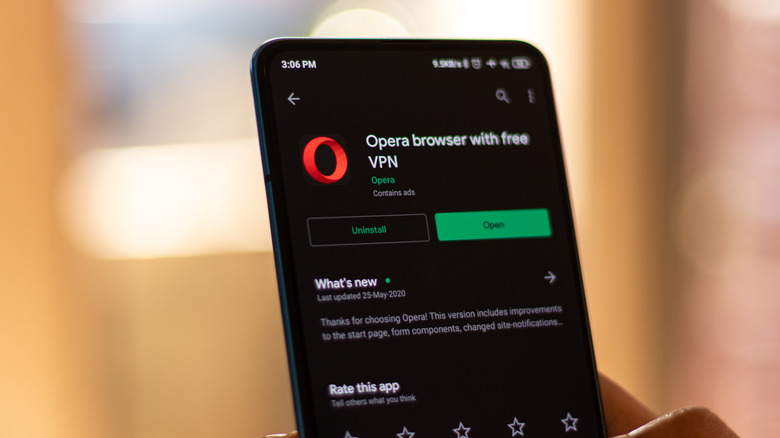 Opera browser on an Android device