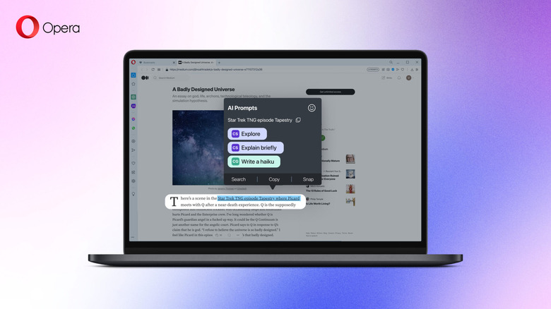 AI Features on Opera Browser
