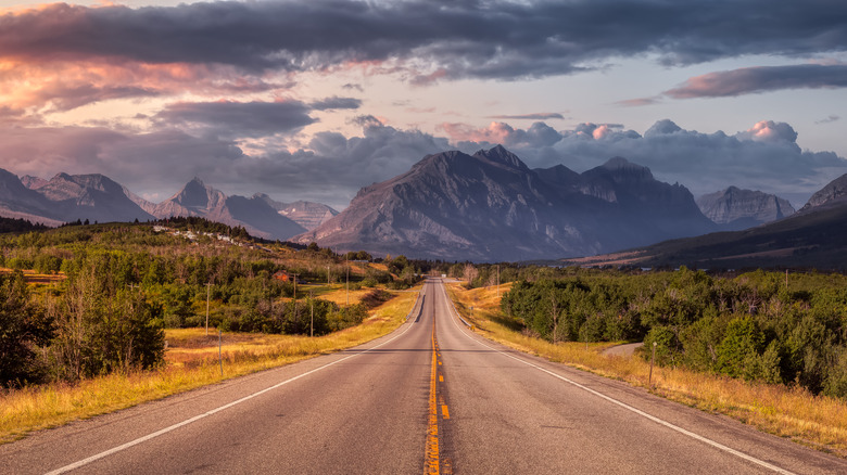 View of road and mountains ahead