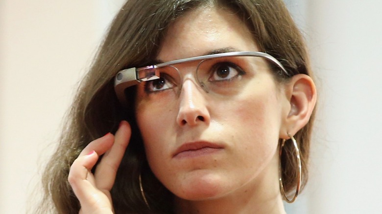 Woman wears Google Glass