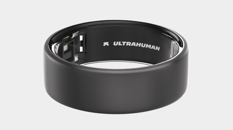Matte Gray Ultrahuman smart ring on a plain white/gray background