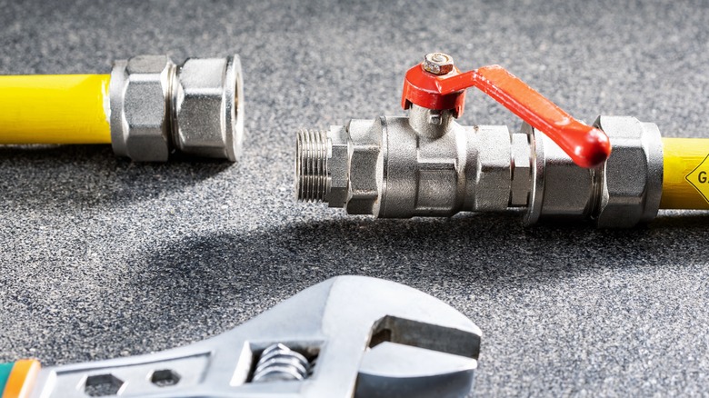 gas pipe line and wrench
