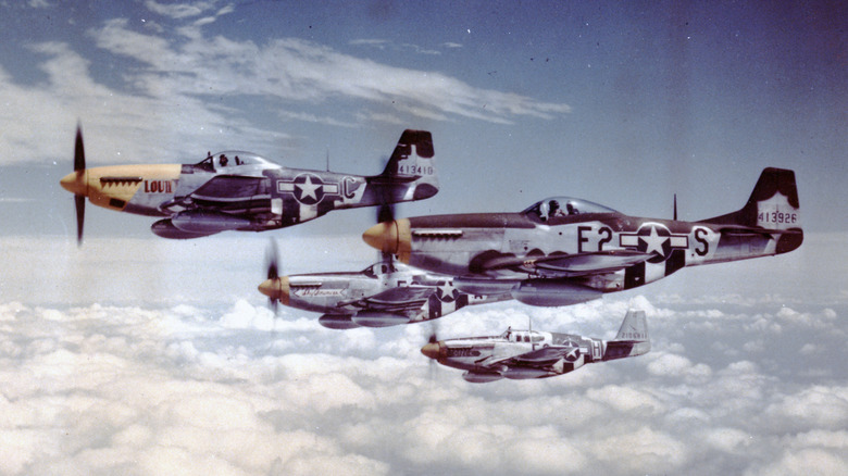 P-51 Mustangs flying in formation
