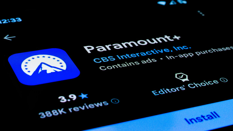 Mobile device displaying Install page for Paramoun+