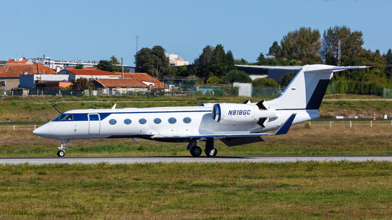 Gulfstream G450 airplane at Porto airport (OPO) in Portugal.