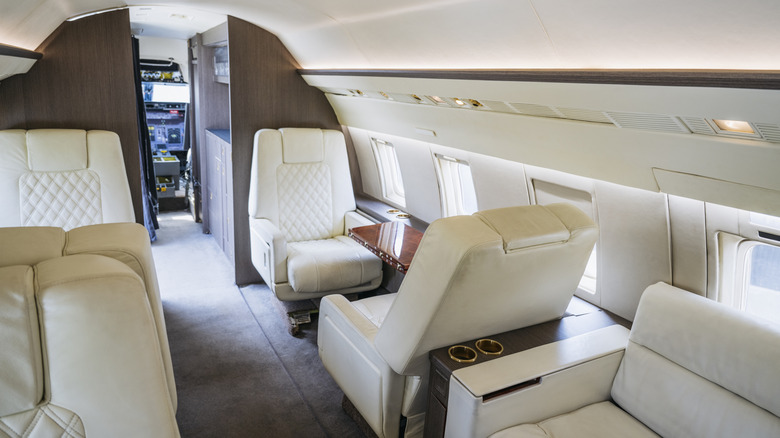 Inside a standard private jet.