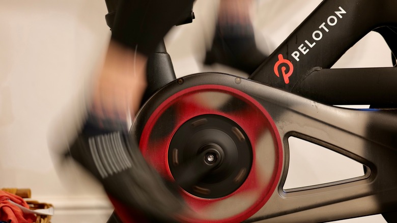 Someone pedaling on Peloton bike