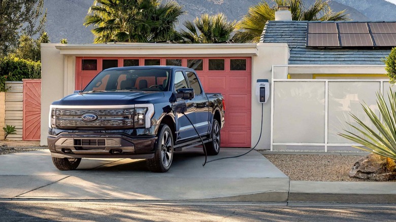 Ford F-150 Lightning plugged in