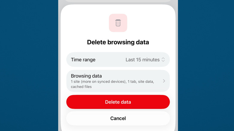 Deleting browsing data in Vivaldi on iOS