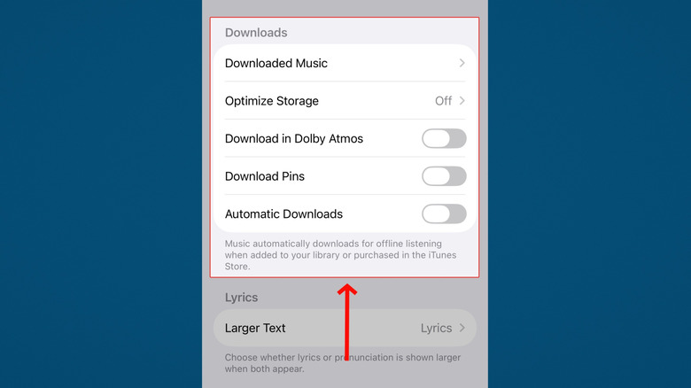 Music app settings on iOS