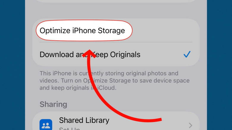 Optimize Storage option in iOS Settings