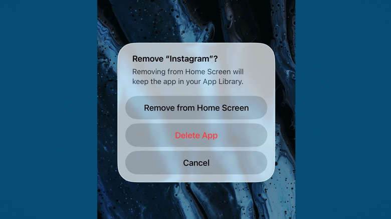 Deleting the Instagram app on iOS