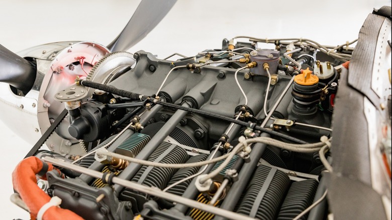 a piston engine on an airplane