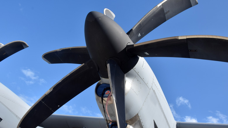 Closeup of aircraft propeller