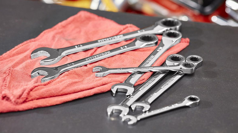 set of pittsburgh wrenches on table