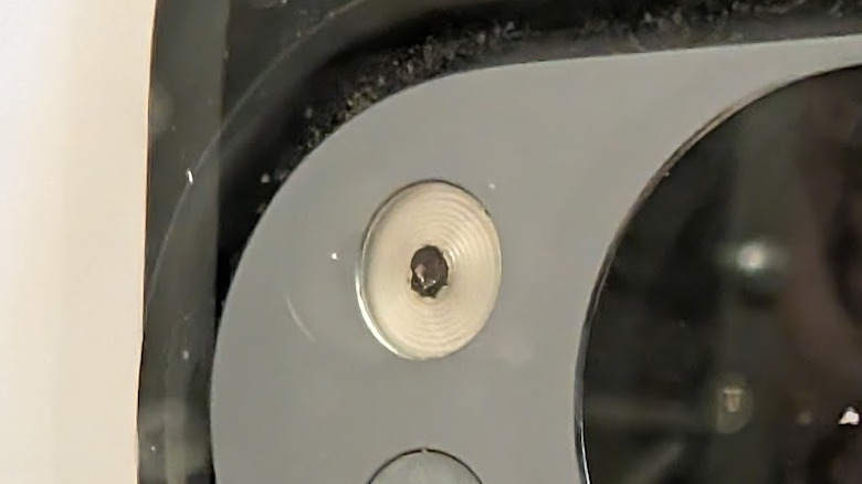 zoomed in shot of a pixel 10 pro with a burnt flash lens