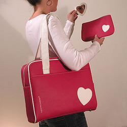 plastic people pink laptop bag