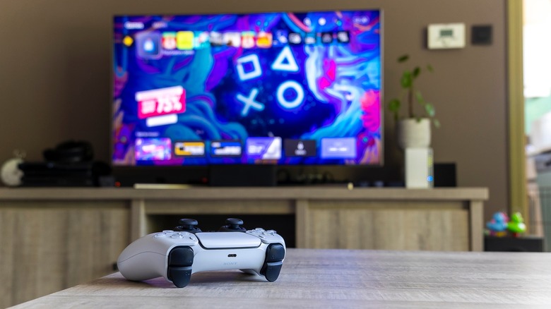 PlayStation 5 controller and tv