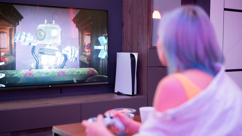 Gaming on a PlayStation 5.