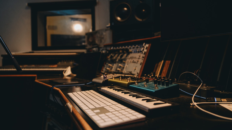 Audio recording equipment in a professional recording studio