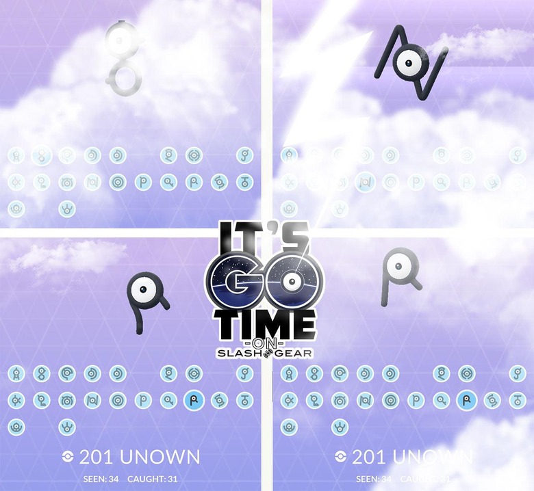 Unown - Letters released on Pokémon GO events so far