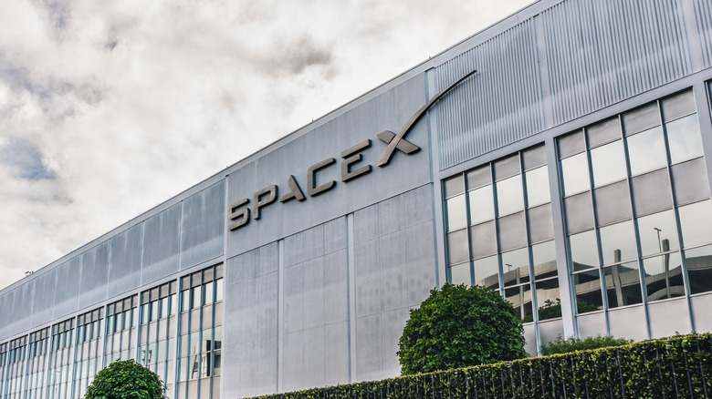 SpaceX logo on building