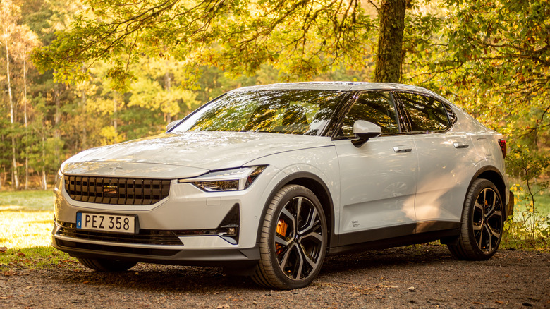 Polestar 2 parked forest