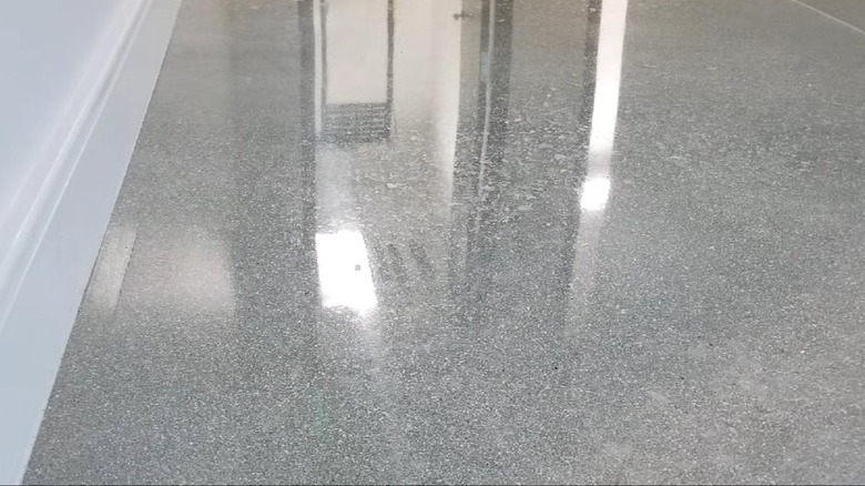 A polished concrete floor