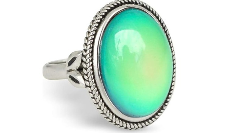 Moon ring with a silver bezel