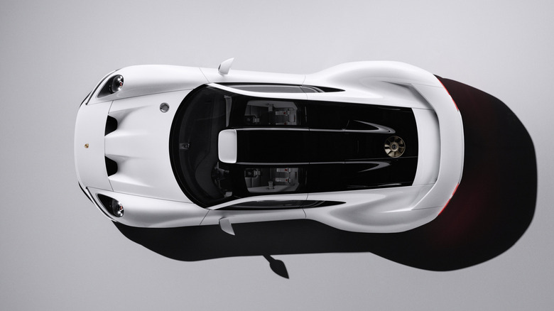 202X Porsche Mission S concept viewed from above, facing left