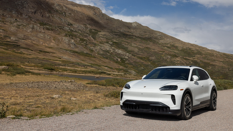 2026 Porsche Cayenne Electric base model on a mountain in Colorado