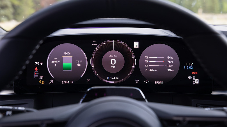 2026 Porsche Cayenne Electric Turbo gauge cluster detail